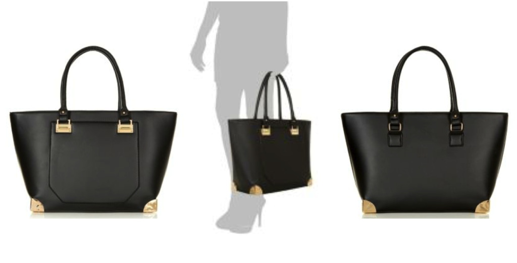 Black Leather Corner Tote